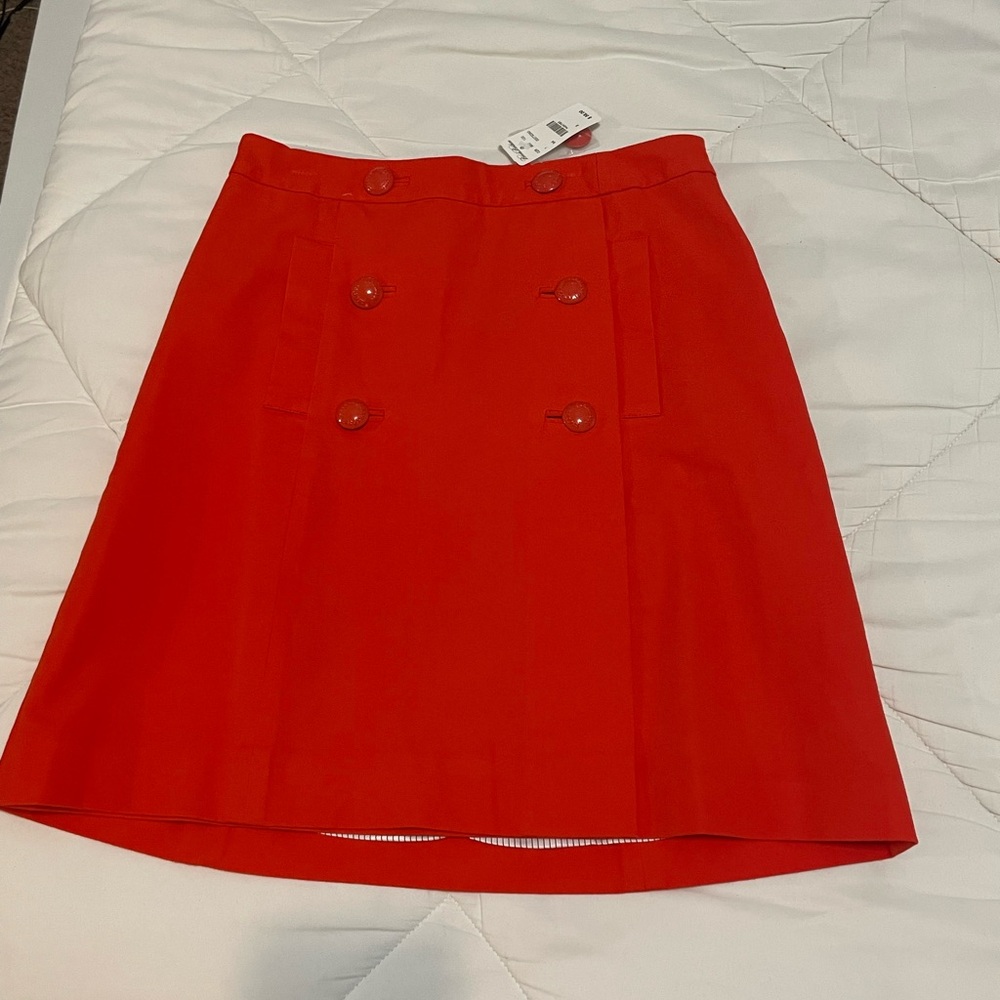 Elegant Bright Orange Buttoned Skirt